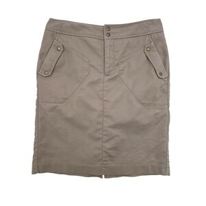 Worthington Women's Khaki Cotton Snap Pocket Pencil Career Skirt 8
